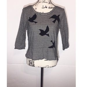 3/$10 Westbound Long-Sleeve Bird Graphic Striped